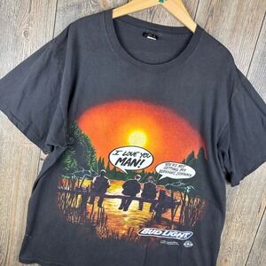Vintage 1996 Bud Light I Love You Man T-Shirt XL Changes Fishing Beer Promo 90s